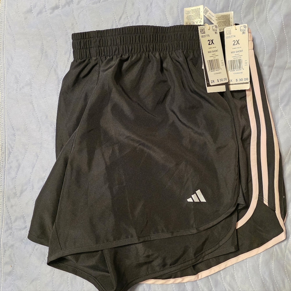Adidas 2 Pair Women's Black Athletic Shorts Size 2x.